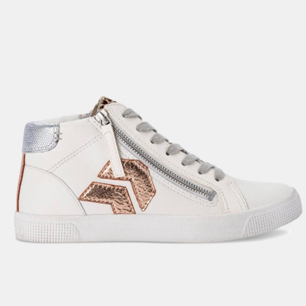 Dolce Vita Zonya Plush sneakers with zippers & with gold and silver accents